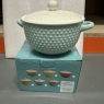 Soup Bowl With Lid Fine China Baby Blue  & White Colour Spotty Design