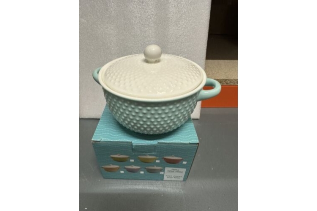 Soup Bowl With Lid Fine China Baby Blue  & White Colour Spotty Design