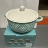 Soup Bowl With Lid Fine China Baby Blue  & White Colour Spotty Design