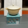 Soup Bowl With Lid Fine China Peach & White Colour Spotty Design