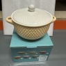 Soup Bowl With Lid Fine China Peach & White Colour Spotty Design