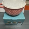 Soup Bowl With Lid Fine China Pink & White Colour Spotty Design