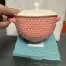 Soup Bowl With Lid Fine China Pink & White Colour Spotty Design