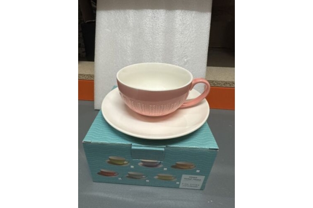 Fine Bone China Cup And Saucer Set Pink Colour New