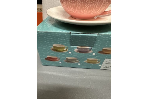 Fine Bone China Cup And Saucer Set Pink Colour New