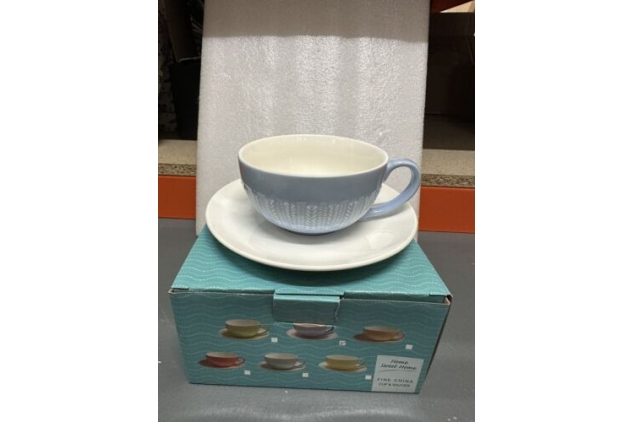 Fine Bone China Cup And Saucer Set Blue Colour New