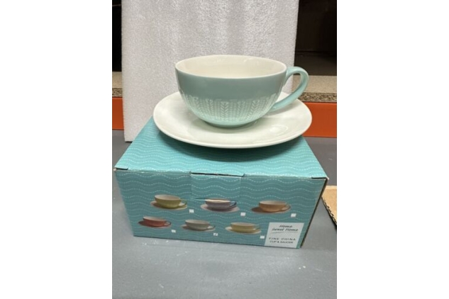 Fine Bone China Cup And Saucer Set Light Blue Colour New