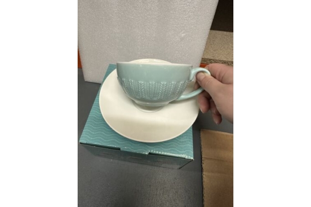 Fine Bone China Cup And Saucer Set Light Blue Colour New