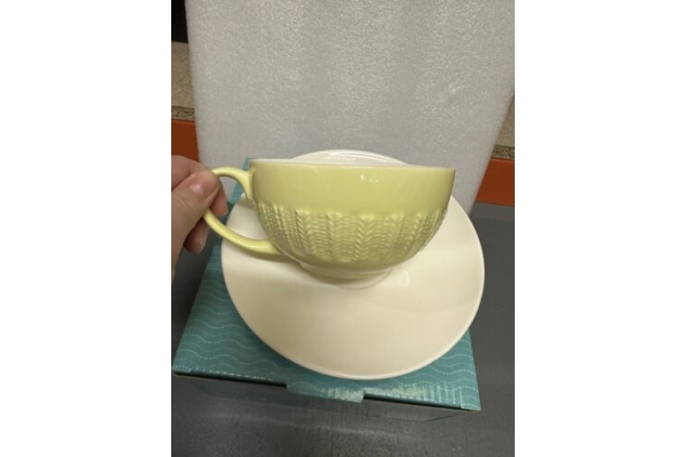 Fine Bone China Cup And Saucer Set Light Yellow Colour New