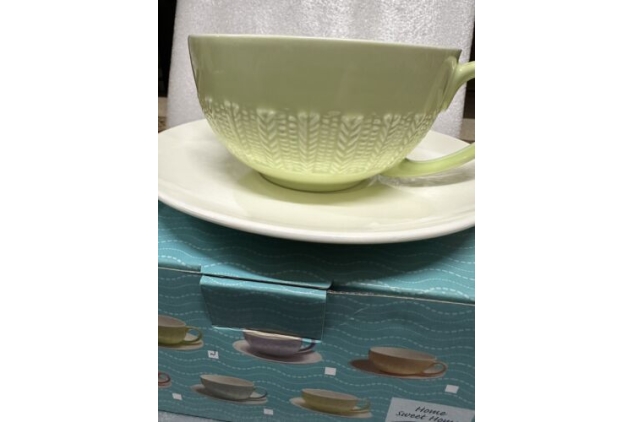 Fine Bone China Cup And Saucer Set Light Green Colour New