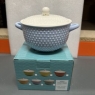 Soup Bowl With Lid Fine China Blue & White Colour Spotty Design