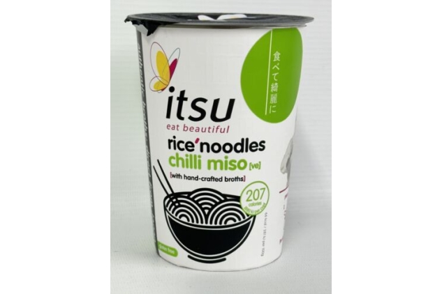 itsu Chilli Miso Flavour Rice Noodles Instant Noodle Cups Pack of 12 | Bulk Buy Deal | Best Before Date 27/11/2024