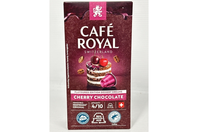 Cafe Royal Flavoured Edition Dessert Dreams Cherry Chocolate 100 Capsules for Nespresso Coffee Machine - 4/10 Intensity - UTZ-Certified Aluminum Coffee Capsules | Best Before Date 31/07/2024