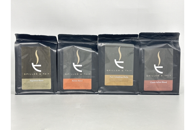 Spiller & Tait Whole Coffee Beans Taster Pack (Pack of 4) | 4 x 250g Top Coffees | Best Before Date 30/09/2024