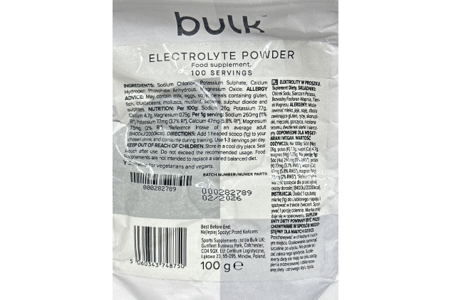 Bulk Electrolyte Powder, Unflavoured, 100g