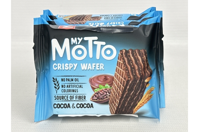 My Motto Chocolate Wafers, 30 Individual Wrapped Wafers, 34g each, Bulk Box, Wafer Biscuits, Cream Wafers, Cocoa & Cocoa