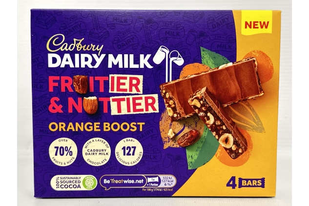 Cadbury Dairy Milk Fruitier & Nuttier Orange Boost Bars 30g | 44 Bars | Bulk Buy Deal | BBE 21/11/2024