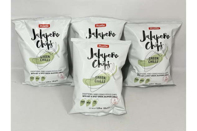 Rustle Green Jalapeno Chilli Crisps 150g (Pack Of 4) BBE 29/12/2024