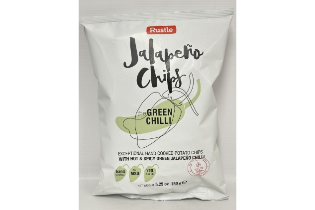 Rustle Green Jalapeno Chilli Crisps 150g (Pack Of 4) BBE 29/12/2024