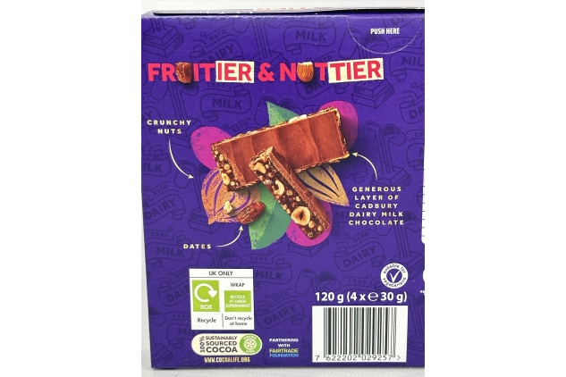 Cadbury Dairy Milk Fruitier & Nuttier Chocolate Covered Boost Bars 30g | 44 Bars | Bulk Buy Deal