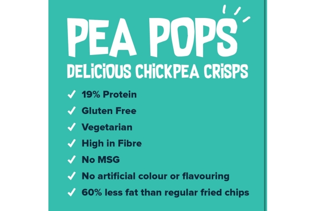 Pea Pops Healthy Chickpea Crisps - Low Calorie, Gluten Free, Plant-based Protein Snacks that are Popped (Not Baked or Fried) 12 x 80g, Cheddar & Onion