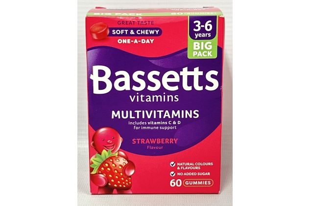 Bassetts Vitamins 3-6 Years Strawberry Flavour Multivitamins 60 Gummies | Best Before Date 30/11/2024