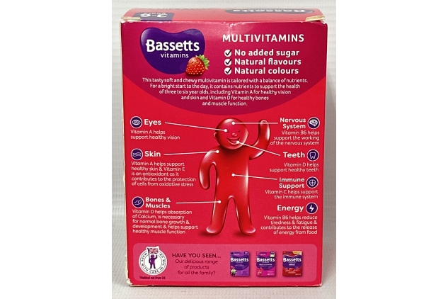 Bassetts Vitamins 3-6 Years Strawberry Flavour Multivitamins 60 Gummies | Best Before Date 30/11/2024