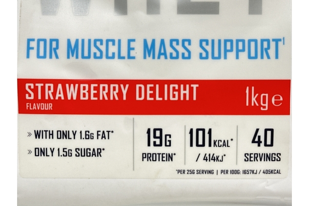 PhD Nutrition 100 Percent Whey, Grass Fed Whey, Lean Muscle Protein Powder, Rich in BCAA and Low Calorie, Strawberry Delight, High Protein, 40 Servings per 1 kg Bag