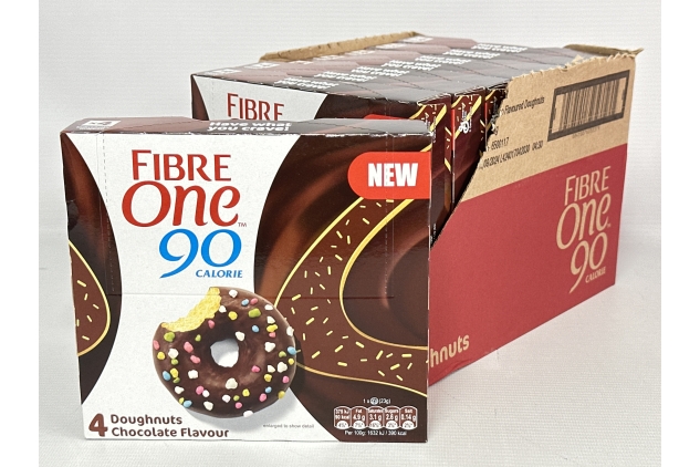 Fibre One 90 Calorie Doughnuts | Chocolate Flavour 4 X 8 Pack - 32 Total | Best Before Date 16/09/2024