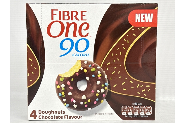 Fibre One 90 Calorie Doughnuts | Chocolate Flavour 4 X 8 Pack - 32 Total | Best Before Date 16/09/2024