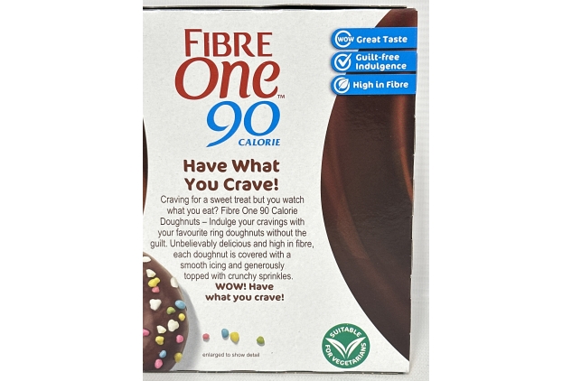 Fibre One 90 Calorie Doughnuts | Chocolate Flavour 4 X 8 Pack - 32 Total | Best Before Date 16/09/2024