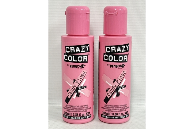 Crazy Color Vibrant Candy Floss Semi-Permanent Duo Hair Dye. Highly Pigmented Pastel Pink Conditioning & Oil Nourishing Vegan Formula | No Bleach or Ammonia | 200ml