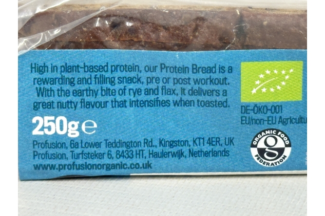 Pro-Fusion Organic Protein Bread 250g, Pack of 9 - Rye & Flax Seed - Wholegrain, Source of Fibre & Alternative to Wheat Bread - Low Carb Bread - Vegan & Plant-Based Protein | BEST BEFORE DATE 01/01/2025