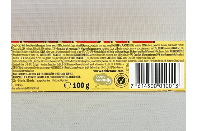 Toblerone Milk 100g (Box of 20) BEST BEFORE DATE 02/12/2024