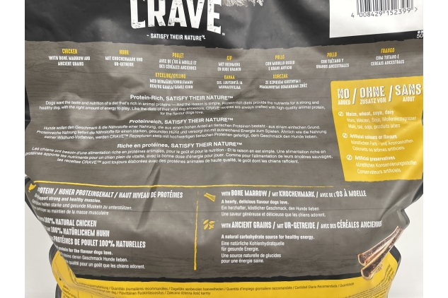 Crave Chicken, Marrow & Grains 7 kg Bag, Premium Dry Dog Food with high Protein, Grain-free