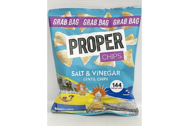 PROPER CHIPS Salt & Vinegar Lentil Chips, 30 x 31g | Healthy Crisps Snack Alternative | Vegan & Gluten Free | BBE 21/11/2024