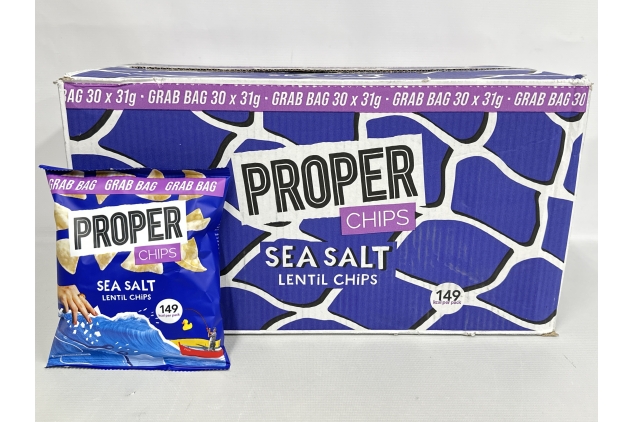 PROPER CHIPS Sea Salt Lentil Chips, 30 x 31g | Healthy Crisps Snack Alternative | Vegan & Gluten Free | BBE 10/11/2024