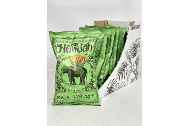 Howdah Snacks - Masala Dippers 6 X 150g | Spiced Flatbread Bites | Bulk Case Deal | BEST BEFORE DATE 30/09/2024