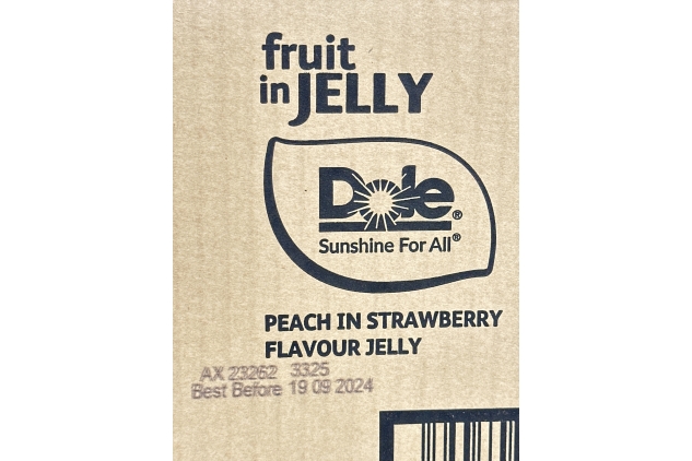 Dole Peach in Strawberry Jelly Fruit Pots 20 x 123g, Healthy Snack Made with Fresh Fruit, No Added Sugar Fruit Bowls, Perfect for Breakfast & Dessert or Adding to Recipes | BEST BEFORE DATE 19/09/2024