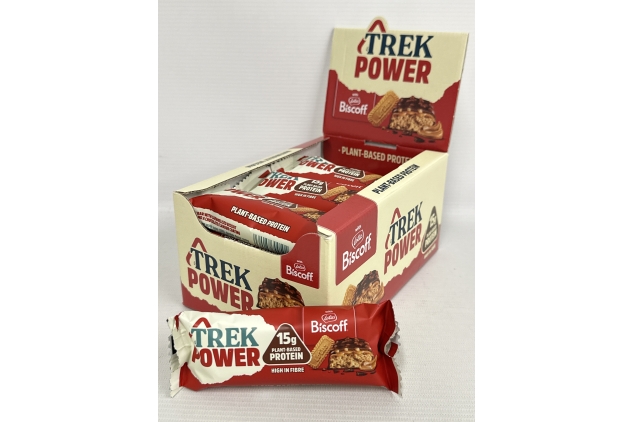 TREK Protein Power Bar Biscoff - Plant Based - Vegan Snack - 55g x 16 bars | BBE 07/04/2025