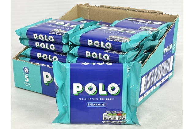 24 X Nestle Polo SPEARMINT 5 Pack (5 X 25g) 120 TUBES TOTAL | Bulk Buy | Best Before Date 30/11/2024