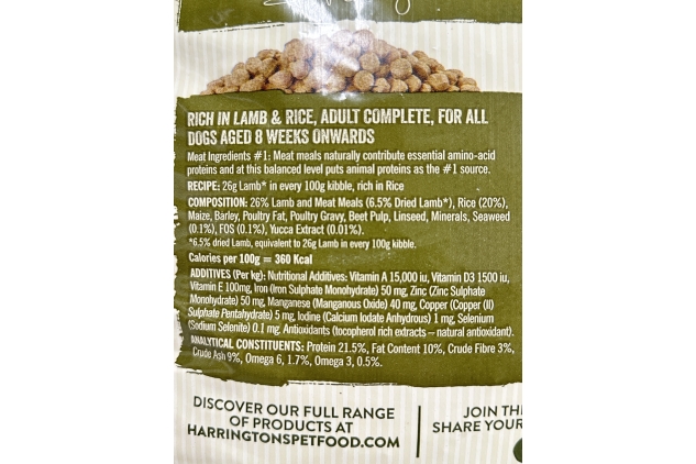 Harringtons Complete Dry Adult Dog Food Lamb & Rice 12kg