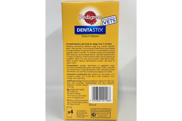 Pedigree Dentastix Fresh Daily Dental Chews Medium Dog 112 Sticks M | Best Before Date 20/10/24