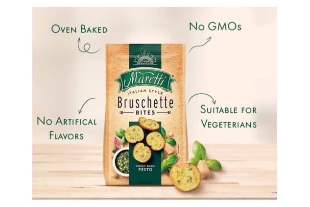 Maretti Bruschette Chips with Sweet Basil Pesto Flavour 150g (Pack of 7)