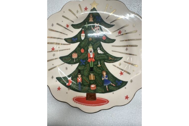 Rifle Paper Co For Anthropologie Christmas Tree Side Plate Rare