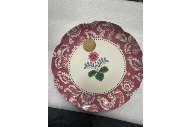 Katie Alice Floral Design Side Plate Pink And White Pattern