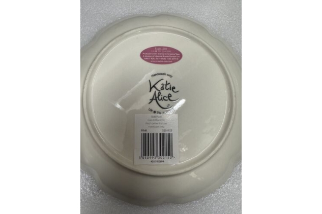 Katie Alice Floral Design Side Plate Pink And White Pattern