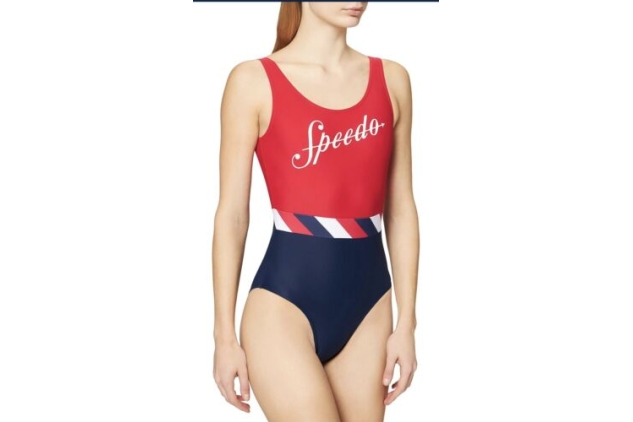 Speedo Women’s Wave Rider U Back Swimsuit Shoreline Red Navy UK 14 36