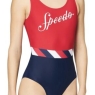 Speedo Women’s Wave Rider U Back Swimsuit Shoreline Red Navy UK 14 36