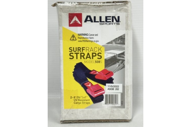 Allen Sports 8ft Polyester Cargo Straps Padded Cam Buckles 500lb Break Strength